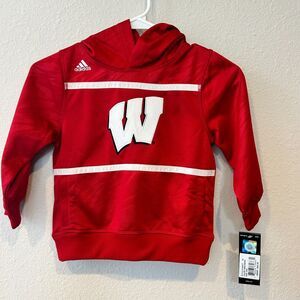 NWT Adidas - YOUTH SMALL/4 Wisconsin Badgers NCAA - Hoodie Sweatshirt Red